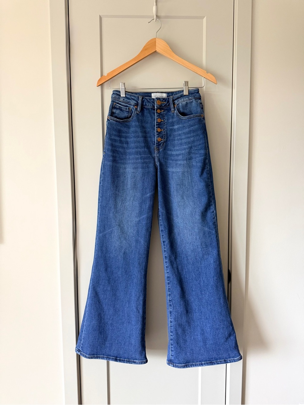 Dear John High Rise Wide Leg Button Fly Jeans Medium Wash Size 27
